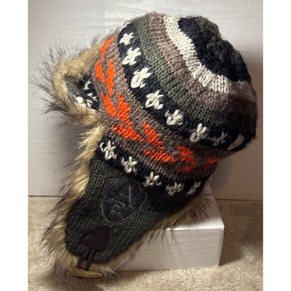 American Eagle Winter Hat Trapper Toque Faux Fur Knit Multicolor One Size Winter - Picture 3 of 11